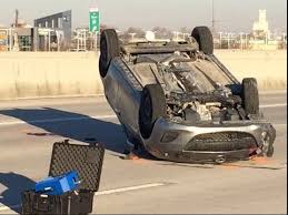 Car Flipped over on highway